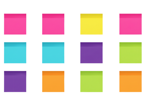 Colorful sticky notes arranged in a grid pattern on black background - Powered by Adobe