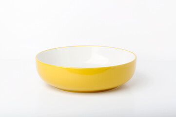Single Yellow Bowl empty on white background