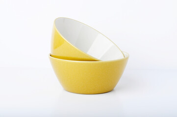 Yellow Bowls small on white background