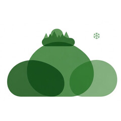 Minimalist mountain landscape with pine trees and snowflake, evoking winter nature and peaceful scenery, suitable for environmental and holiday themes