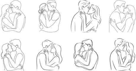 Drawing of Couple kissing Line Art collection. line art illustration, Perfect for Wall Art, Prints, Social Media, Posters, Invitations, Branding Design.