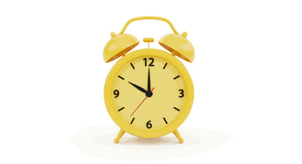 Yellow vintage alarm clock with bells on white background