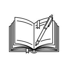 Antique open book vector illustration with blank white pages for education or diary notes