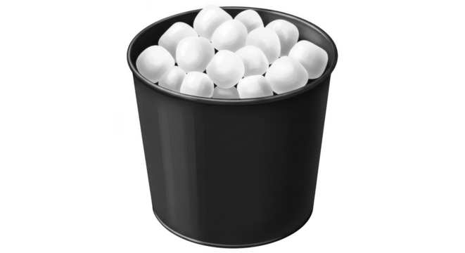 Trash can overflowing with crumpled paper isolated on transparent background