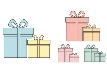 Delightful pastel gift boxes for birthdays, holidays, and celebrations, perfect for adding a touch of joyful charm to your festive designs