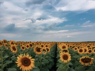 sunflower field with blue sky