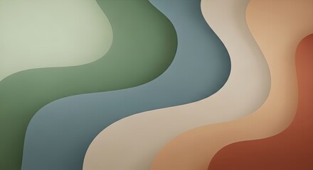 Dreamy earthy abstract waves in soft greens, blues, tans and reds create a soothing backdrop for modern designs and captivating presentations