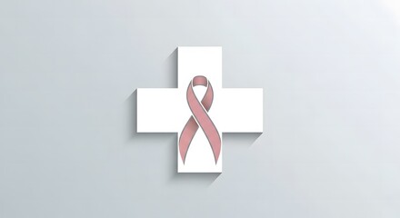 Breast Cancer Awareness Pink Ribbon on Medical Cross Symbol for Support