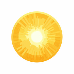 Radiant golden orb radiating light bursts from center against a stark white backdrop