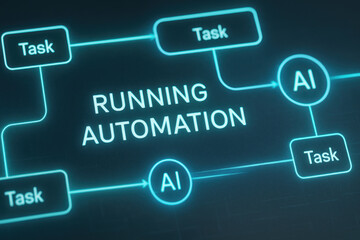 Running automation workflow with ai optimization + business intelligence + workflow streamlines task execution and boosts efficiency while conveying calm focused productivity
