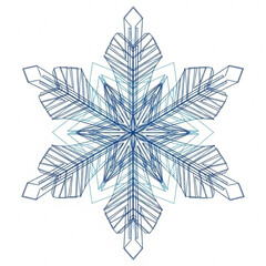 Elegant blue snowflake with intricate line work, perfect for winter holiday designs, adding a touch of seasonal charm to your creative projects