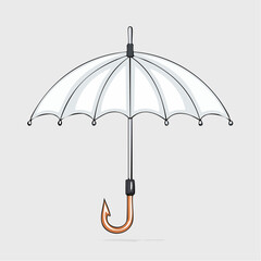 Elegant white umbrella with delicate black outlines offering protection from elements