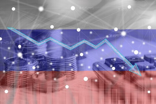 Strong economic crisis in Russia concept.