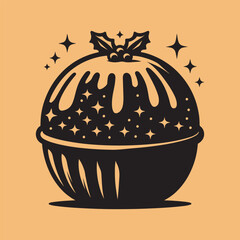 Festive Christmas Pudding Collection with Holly Berries for Holiday Season