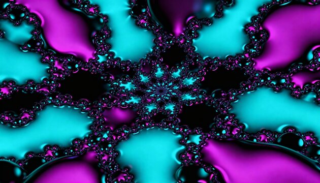 A mesmerizing spiral fractal pattern with intricate details in vibrant cyan and magenta hues.