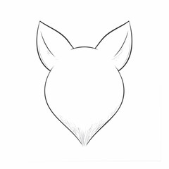 Minimalist outline of a fox's head creating a simple vector animal portrait for design purposes