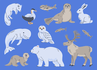 Arctic animals clipart set