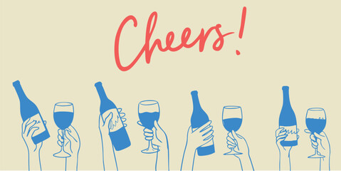 Minimalist Wine Cheers Illustration