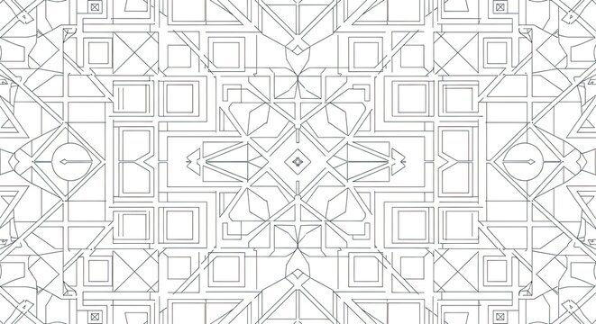 Elegant geometric pattern with symmetrical lines perfect for modern backgrounds and creative designs, evokes a sense of retro sophistication and timeless style