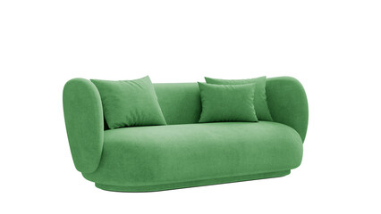 Isolated curved sofa on a transparent background. Furniture for collages, graphics designs, and presentations.