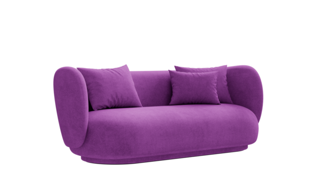 Modern couch with pillows on a transparent background. Furniture for promotional, presentations, and marketing materials.