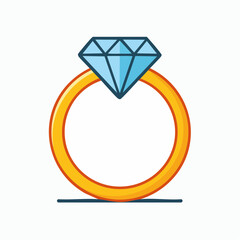 Stylized golden ring design featuring a prominent light blue diamond gemstone design