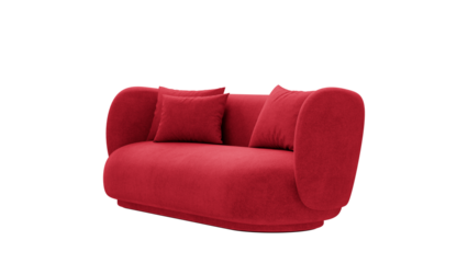 Upholstered sofa with pillows on a transparent background. Furniture for the modern interior, web design, and presentation.