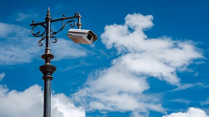 Cctv camera recording urban street security and surveillance