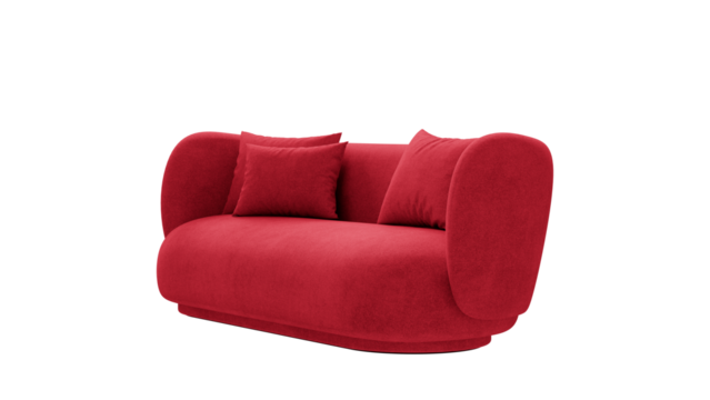 Upholstered sofa with pillows on a transparent background. Furniture for the modern interior, web design, and presentation.