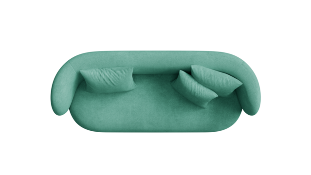 Upholstered sofa with pillows on a transparent background. Furniture for the modern interior, web design, and presentation.
