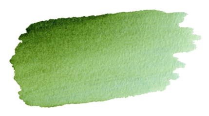 Green watercolor brush stroke creating an abstract splash of paint, adding texture, color, and art to any design, isolated with a transparent background, png
