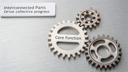 Interlocking Metallic Gears Representing Core Function and Integrated Parts in Industrial Progress