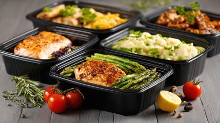 Fototapeta premium Foods for Arthritis Relief. Delicious meal prep containers with various healthy dishes and fresh ingredients.