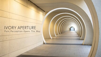 Modern architectural tunnel with illuminated curved arches receding into the distance