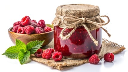 homemade raspberry jam, raspberry jam and fresh berries, raspberry jam and fresh raspberries