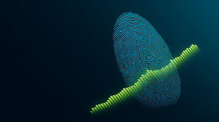 Green Growth Bar Chart on Fingerprint Shape Against Black Background