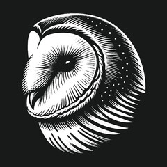 Detailed Owl Portrait in Monochrome Style.