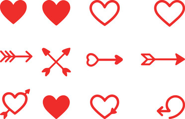 Red Heart with Arrow – Romantic Love Symbol Vector Illustration.