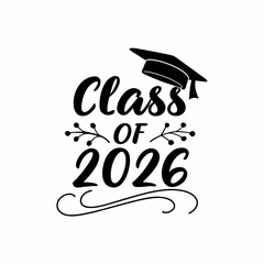 Obraz premium Celebrate the class of 2026 with this elegant graduation design isolated on perfect for cards, invitations, and decorations