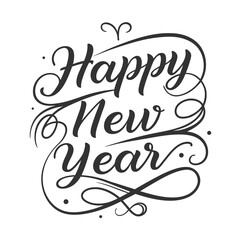 Stylish happy new year calligraphy lettering isolated on, ideal for invitations, posters, and decorations, expressing warmth and festive cheer