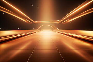 Golden Flowing Light Abstract Background