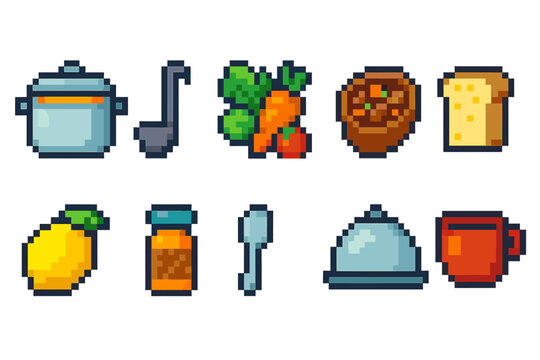 Cooking and food icon set. Flat culinary and kitchen essentials collection