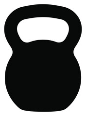 Fototapeta premium Black kettlebell isolated on white. Fitness equipment, weight training icon