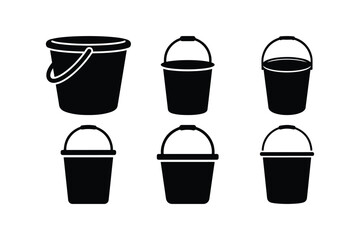 Bucket Silhouette Vector Icon Set
