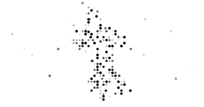Ethereal Spheres Converge to Sculpt Guyanese Map Silhouette