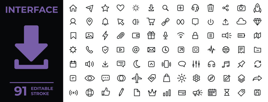 Perfect essential interface line icons design