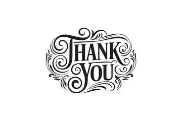 Elegant Thank You Typography – Black & White Decorative Lettering
