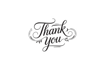 Elegant Thank You Typography – Black & White Decorative Lettering
