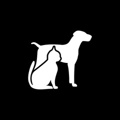 Cat with a dog icon isolated on black background