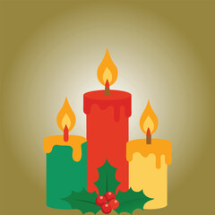 Christmas Theme Holy Leaves with Candle